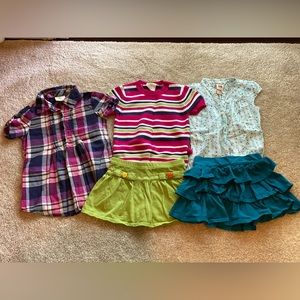 5 piece girls top & skirts lot size XS (4/5)